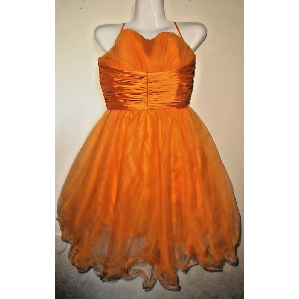 Dancing Queen Orange Sleeveless Pleated Dress Size M W005